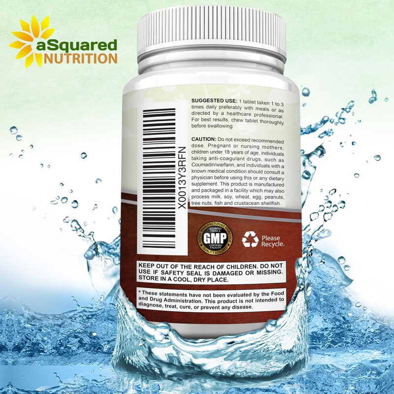 aSquared Nutrition Vitamin D3 with K2 Supplement-180 Chewable Tablets, Max