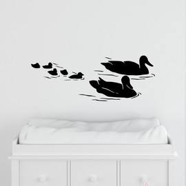 Family of Ducks Swimming Wall Decal Sticker. Baby Duck Swimming Wall Art Decor. Nursery Wall Art Bathroom Wall Decor Bedroom Art. #160