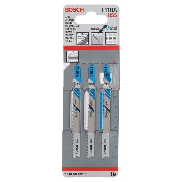 Bosch 2608631507 Jigsaw Blade T118 A 3 Pcs