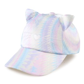 MniJiza Children's Hat Girls Summer Sun Hat for Girls Cat Floral Butterflies Baby Hat, silver cat, Ages 4 - 8