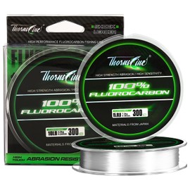 ThornsLine 100% Pure Fluorocarbon Fishing Line - Premium Leader Material from Japan - High Strength, Abrasion-Resistant, Fast Sinking - Freshwater and Saltwater Fishing Leader (10LB/0.24mm/55Yds)