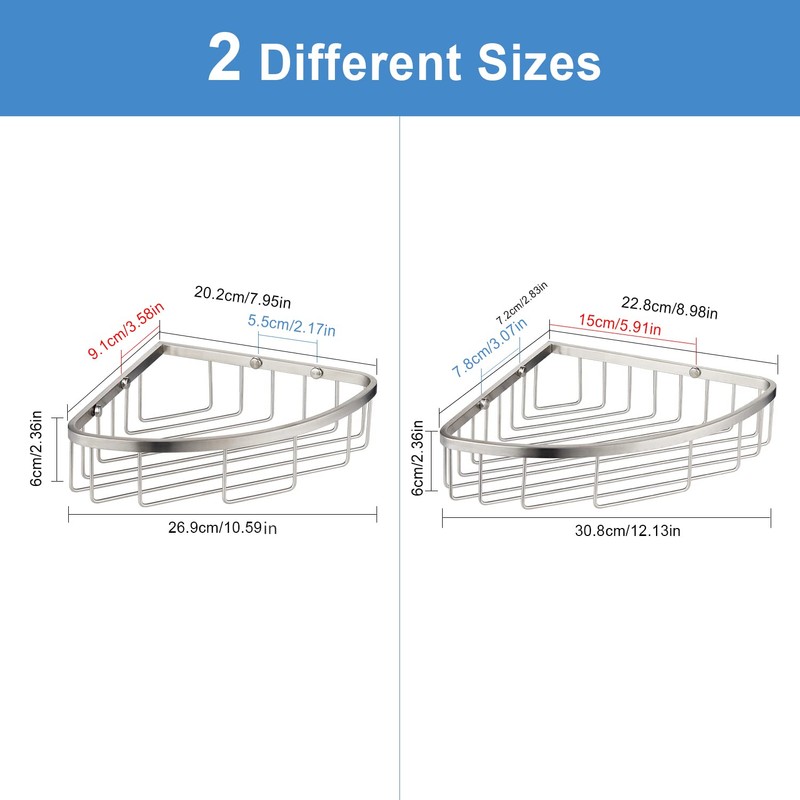 GORDEE [2 Pack] Corner Shower Caddy Organizer, SUS304 Stainless Steel