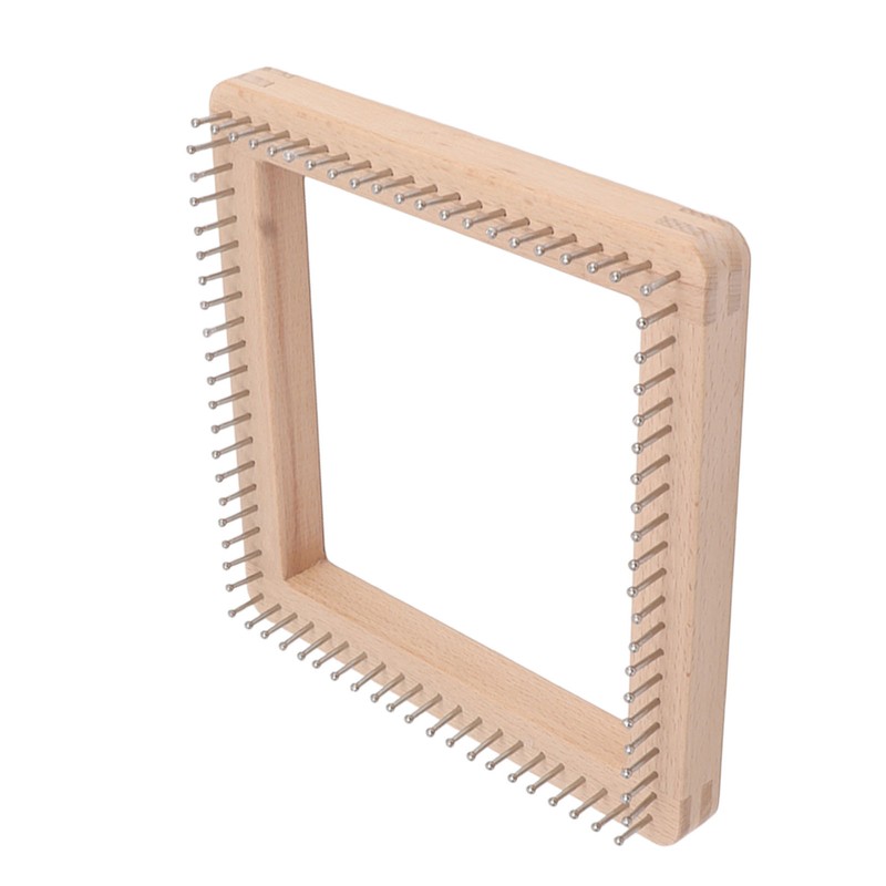 Mini Square Knitting Tool with Hooks Wooden Crochet Board for