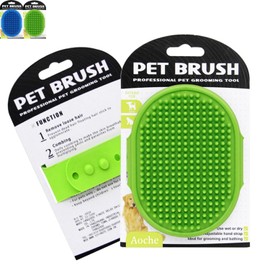 Aoche 2Pack Dog Bath Brushes, Dog Grooming Brush Dog Bath Brush Scrubber Pet Shampoo Brush Soothing Massage Rubber Comb with Adjustable Ring Handle for Wet Dry Long Short Haired Dogs and Cats