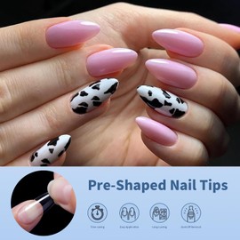 Cycullinyt 600 Pieces Almond Nail Tips, Medium Almond Nail Tips Made of Soft Gel Nail Tips, 14 Sizes Full Coverage, Artificial Acrylic Nail Tips, for Beginners and Professionals