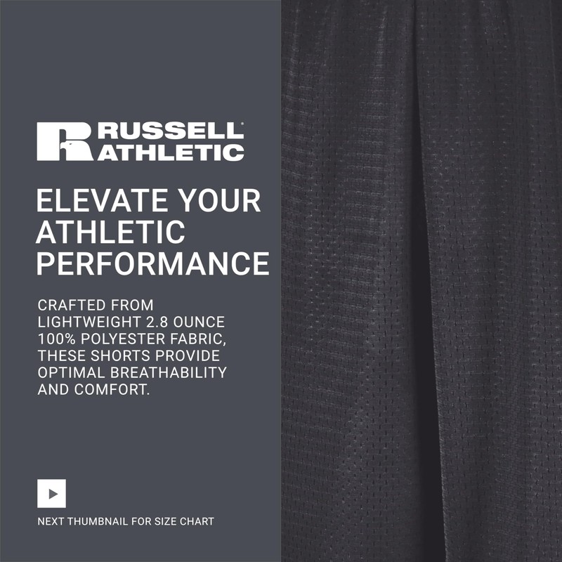 Russell Athletic Men's Mesh Short with Pockets, Stealth, Large