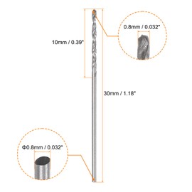 sourcing map 25pcs Micro Jobber Twist Drill Bits #67 0.8mm / 0.0315" High Speed Steel HSS Mini Drilling Bit Tool for Stainless Steel Aluminum Wood Plastic