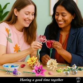 IKIDSUN Flower Construction Set with 861 Pieces - 9 Botanical Plants for Decoration & Collection, Creative Gift for Women & Adults