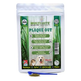 PLAQUE OUT Pouch Tartar Plaque Off Remover, 100% Natural & Organic - Bad Breath Teeth Gum Care for Dogs & Cats - (750g)