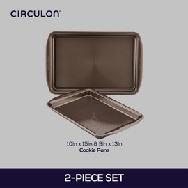 Circulon Nonstick Bakeware Set with Nonstick Cookie Sheets / Baking Sheets - 2 Piece, Chocolate Brown , Set (9" x 13" & 10" x 15")