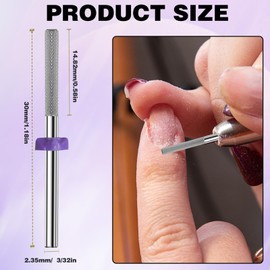 3/32” Tungsten Carbide Nail Drill Bit Buffer Cuticle Remover, Two-Way Rotation Fine Grit-3XF Professional Gel Remover for Manicure Home Salon Pedicure Use Sliver