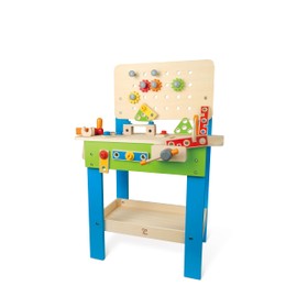 Award Winning Hape Master Workbench Kid's Wooden Toolbench Pretend Builder Set, Multicolor (E3000)