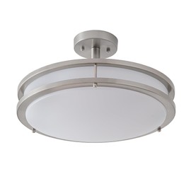 MingBright 14 Inch LED Semi Flush Mount Ceiling Light Fixture, 4000K Cool White Ceiling Lights, 24W 1450LM Brush Nickel Dimmable Lighting for Living Room, Bedroom, cETL Listed