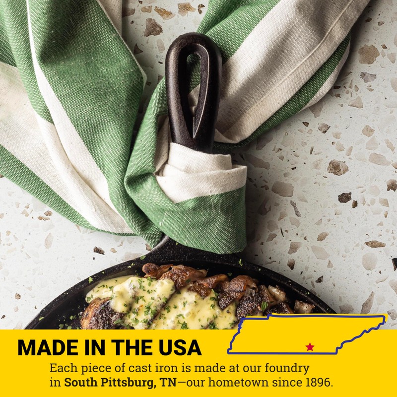 Lodge L9OG3 Cast Iron Round Griddle, Pre-Seasoned, 10.5-inch - Made