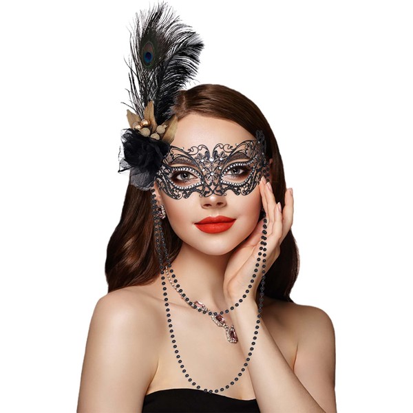 Campsis Women's Masquerade Mask Feather Mask Halloween Mardi Gras Mask Venetian Party Masks Cosplay Costume Prom Face Decorations for Women