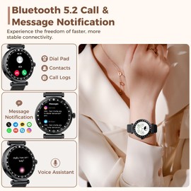 Smart Watch for Women, AMOLED HD Display Fitness Tracker Bluetooth Make/Answer Call, 1.19" Watches with 110+ Sports Modes/Heart Rate/SpO2/Sleep Monitor, Smartwatch IP68 Waterproof for Android iOS