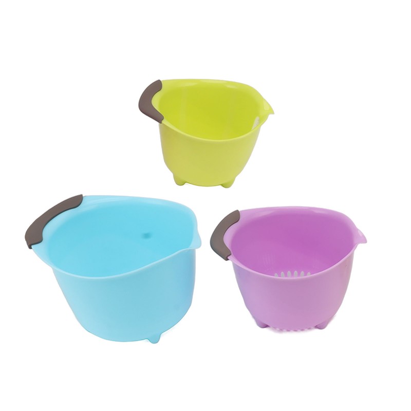 3pcs Drain Colander Set Food Grade PP Stackable Fruit Vegetable