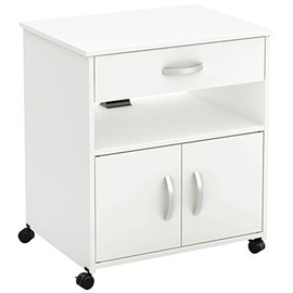 South Shore 2-Door Printer Stand with Storage on Wheels, Pure White