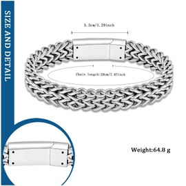 constantlife Cremation Bracelet for Ashes Stainless Steel Urn Link Bracelets Keepsake Jewelry Human Pet Memorial Ash Holder Gift for Men Women (Silver-24cm)