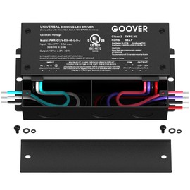 GOOVER 30W Dimmable LED Driver, AC 100V-277V to DC 12V Transformer, 5-in-1 Dimming: ELV/MLV/TRIAC / 0-10V / 1-10V / 10V PWM/Potentiometer, Waterproof IP67 and UL Listed,Class 2
