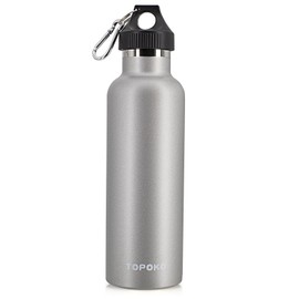 TOPOKO Colored Non-Rusty Stainless Steel Vacuum Water Bottle Double Wall Insulated Thermos, Sports Hike Travel, Leak Proof, BPA Free, 25 oz, Grey