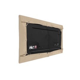 Covermates Outdoor Half TV Cover - Various Sizes, Light Weight Material, Weatherproof, Dustproof, Cinching Drawcord, Outdoor TV Covers, 55-59 Inch Screen Size, Classic Tan