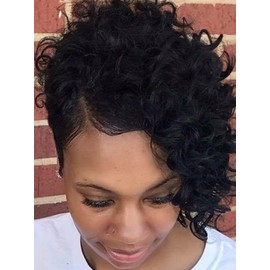 Unipearl Short Bob Wigs for Black Women Wear and Go Glueless Wigs Human Hair Pixie Cut Wig with Side Bangs Pixie Layered None Lace Full Machine Made Wig 1B