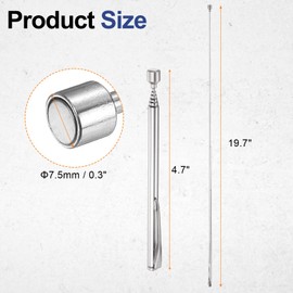 HARFINGTON 2pcs Telescoping Magnetic Pickup Tool 1.5LB Stainless Steel 4.7" to 19.7" Extendable Magnet Retrieval Stick with Pocket Clip for Car Industry Garage Office, Silver