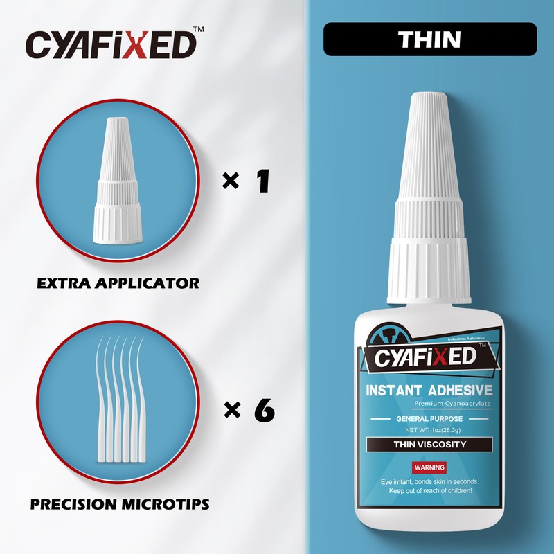 CYAFIXED Strong Cyanoacrylate (CA) Super Glue, Penetration Fast Thin Viscosity