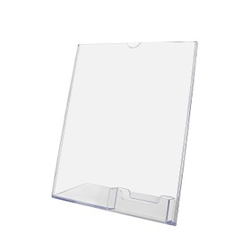2 Pack Acrylic Sign Holder for 8.5" x 11" Property Details or Floor Plans in Real Estate Offices Clear Acrylic Slant Back Tabletop Display with Attached 3.5" Business Card Slot by Marketing Holders