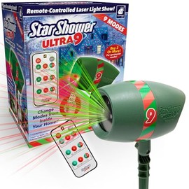 Star Shower Ultra 9 2024 Holiday Projector, AS-SEEN-ON-TV, Fast & Easy Way to Decorate Your Home, Laser Modes, Projects Thousands of Green and Red Lights, No Ladders or Hanging, Remote Control