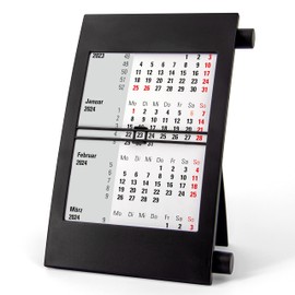 Truento 3-Month Desk Calendar for 2 Years (2024 & 2025) - with Twist Mechanism - Black/Black