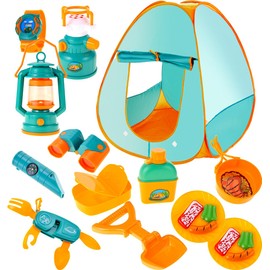 PowerTRC Kids Camping Set with Pop Up Tent, Kids Play Tent Toddler Toys, Toddler Outdoor Toys Camping Tools Set for Kids