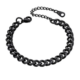 PROSTEEL Men's Bracelet Classic Curb Chain 3.5/6/9/12 mm 21 cm Cuban Link Chain Bracelet Men's Hip Hop Bracelet Fashion Jewellery Accessory for Men Women Stainless Steel / 18 K Gold-Plated, Metal