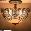 WERFACTORY Tiffany Ceiling Light Fixture Crystal Bead White Stained Glass