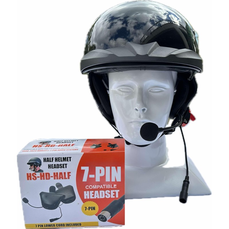 Soman H6 Half Helmet with Harley Compatible 7-Pin Headset Gloss