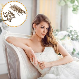 HEALLILY 20pcs Hat Pins Copper Brooch Metal Stick Pin Jewelry Findings Long Needle Eye Pin for Banquet Wedding Party Anniversary