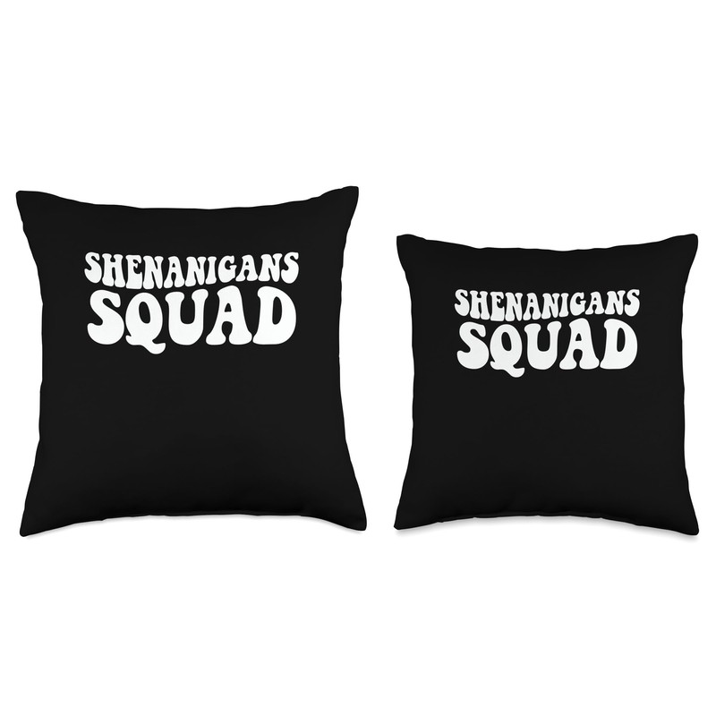 Shenanigans Squad Funny St Patrick's Day Shamrock Lucky Throw Pillow