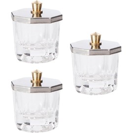 3 Piezas Cuenco para Manicura de Vidrio con Tapa Octagonal Recargable, Limpieza Fácil, para Arte de Uñas, Mujeres y Niñas, Obsequio Adecuado para San Valentín, Navidad