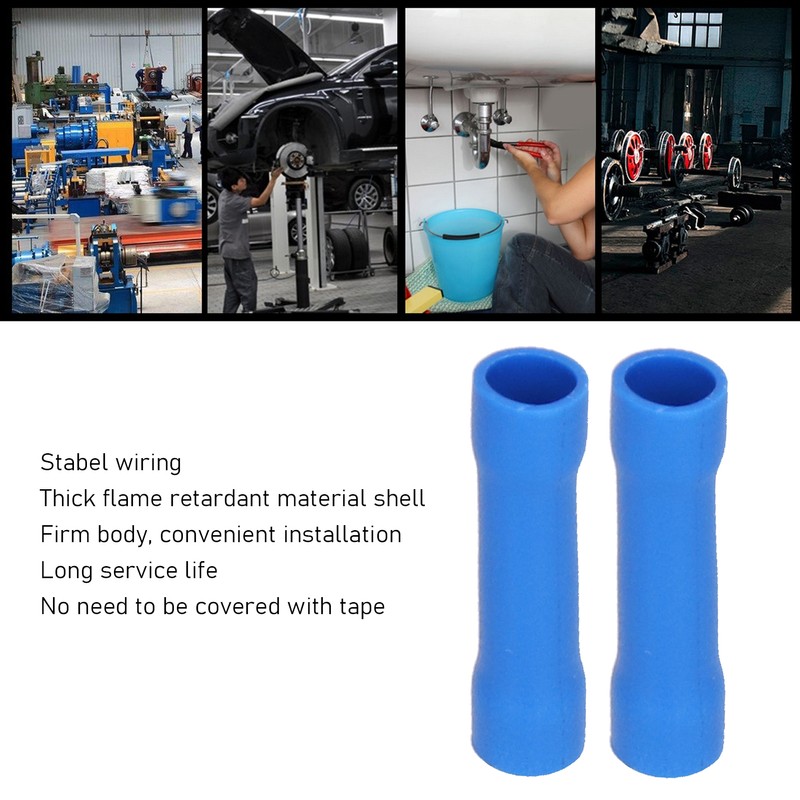 1000 Pcs Blue Butt Connectors Fully Insulated Crimp Terminal Connectors