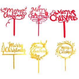 Decoración para tartas de Navidad, 6 piezas, árbol de Navidad, bastón de caramelo, copo de nieve, alce para tartas, decoración de Navidad para decoración de tartas de Navidad