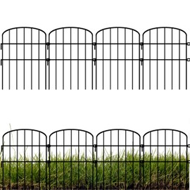 ShopLaLa Decorative Garden Fencing (10 Panels) 12in(L) x 16.5in(H) Rustproof Metal Wire Animal Barrier Fence, Flower Edging for Landscape Patio Outdoor Decor, Yard Fences for Dog No Dig Black D-K16.5