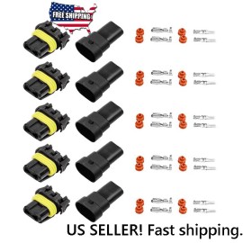 XENON HID 9006 9005XS HB4 HB3 9145 Waterproof Male & Female Adapter Connectors 5 set kit