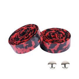 AIXXCUVQ 2pcs Flexible Rubber Sponge Bike Handlebar Tape for Comfort Which Has High Density FauxLeather Bicycle Handlebar Tape, Black Red