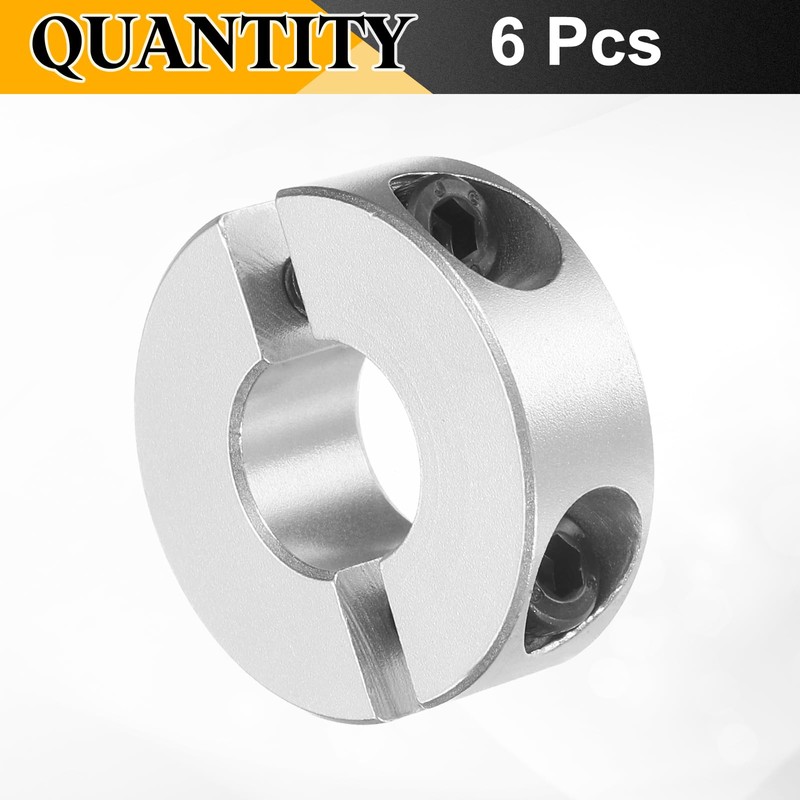sourcing map 6 Pcs Double Split Shaft Collar, 12mm Bore