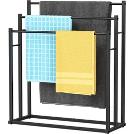 Honiter Towel Racks for Bathroom, 3 Tier Wide Towel Drying Rack Outdoor, Free Standing Towel Rack, Pool Towel Blanket Stand and Display Rack for Oversized Bath Towels, Black