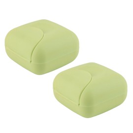NUODWELL Reise-Seifenbox, handgefertigt, wasserdicht und auslaufsicher, quadratisch, kleine Seifenschale, versiegelte Box, tragbares Outdoor-Zubehör, 2 Stück lichtgrün