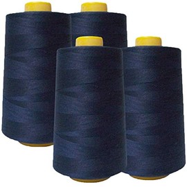 Valentina Textile inc 4 Pack of 6000 (24,000 Total) Yard Spools Sewing Thread All Purpose 100% Spun Polyester Overlock Cone(Navy)