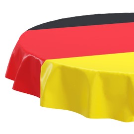 BEAUTEX Oilcloth Tablecloth, Germany Flag, Flag, Wipe-Clean Garden Tablecloth, Round, Oval, Square, Choice of Sizes (Round 100 cm)