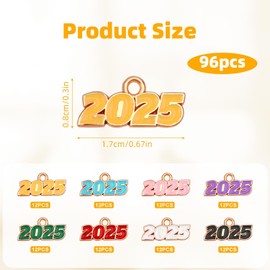 96pcs 2025 Charms, Mini Small Tiny Pendant Ornaments Decoration Miniature 2025 Graduation Cap Tassel Charms for Jewelry Making Keychain Necklace Bracelets DIY Crafts Supplies Grad Gifts (Muti-Color)